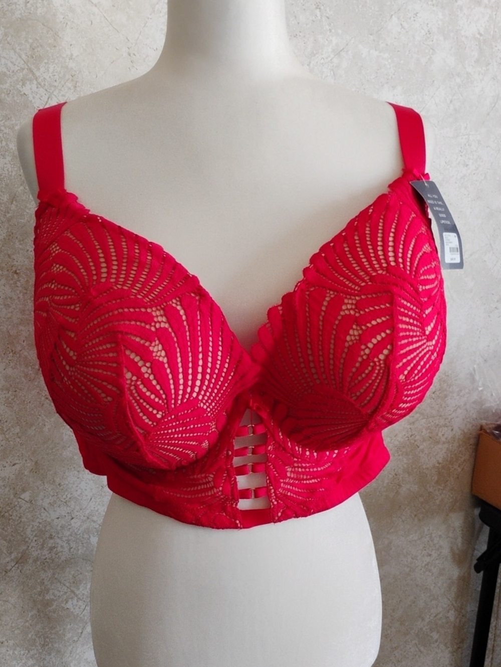 Cacique Collection , Boost Plunge Red Lace  Bra Size 44F